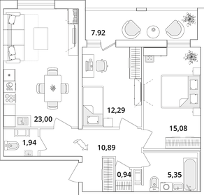 Квартира 73,5 м², 2-комнатная - изображение 1