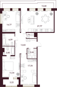 Квартира 109,1 м², 3-комнатная - изображение 1