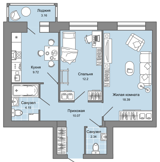 58 м², 2-комнатная квартира 5 475 554 ₽ - изображение 1