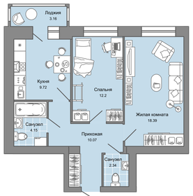57,7 м², 2-комнатная квартира 4 800 000 ₽ - изображение 55