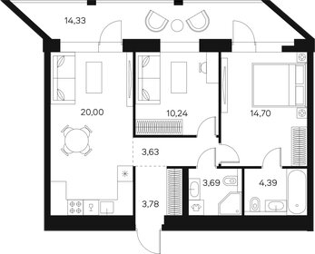 Квартира 67,8 м², 2-комнатная - изображение 1