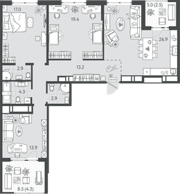 Квартира 107,3 м², 3-комнатная - изображение 1