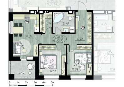 Квартира 55,3 м², 2-комнатная - изображение 4