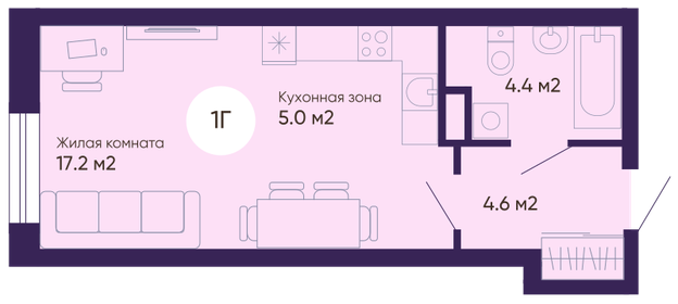 Квартира 31,2 м², студия - изображение 1