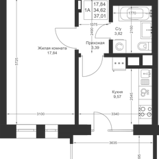 Квартира 37 м², 1-комнатная - изображение 2