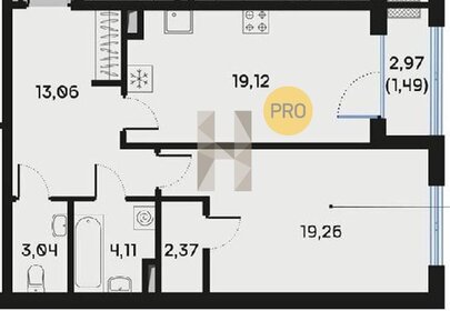 Квартира 62,5 м², 1-комнатная - изображение 1