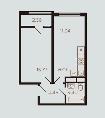 43 м², 2-комнатная квартира 7 800 000 ₽ - изображение 1