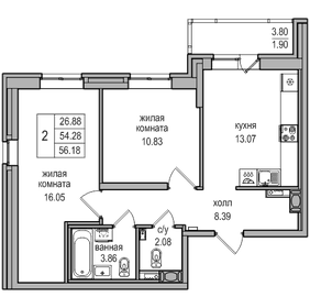 61,3 м², 2-комнатная квартира 12 309 126 ₽ - изображение 67