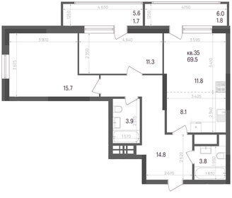69,4 м², 3-комнатная квартира 7 820 403 ₽ - изображение 15