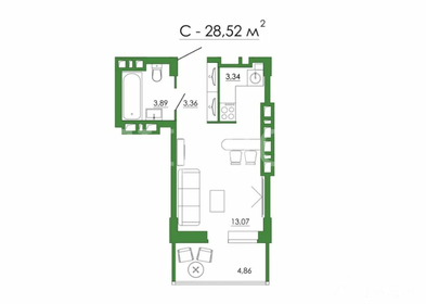 27,5 м², квартира-студия 4 200 000 ₽ - изображение 71