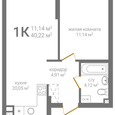 Квартира 40,2 м², 1-комнатная - изображение 2