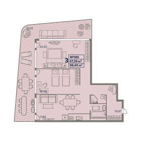 Квартира 98,4 м², 3-комнатные - изображение 1