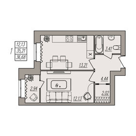 Квартира 36,7 м², 1-комнатная - изображение 1