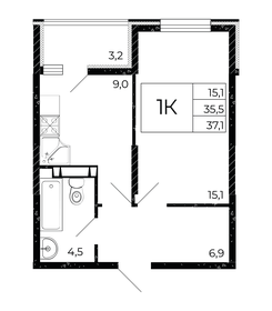 37,1 м², 1-комнатная квартира 4 544 750 ₽ - изображение 10