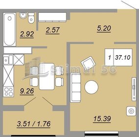 Квартира 37,1 м², студия - изображение 1