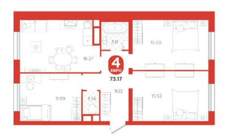 Квартира 73,2 м², 4-комнатная - изображение 1