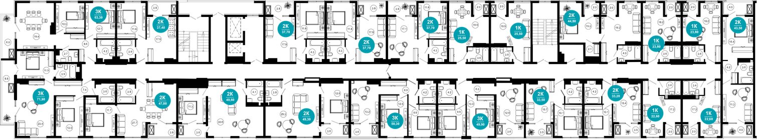 Квартира 49,3 м², 2-комнатные - изображение 2