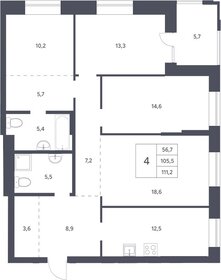 Квартира 111,2 м², 4-комнатная - изображение 1