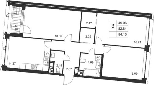 Квартира 84,1 м², 3-комнатная - изображение 1