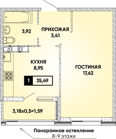 Квартира 35,5 м², 1-комнатная - изображение 1