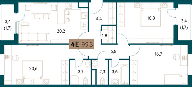 105,4 м², 4-комнатная квартира 52 000 000 ₽ - изображение 63