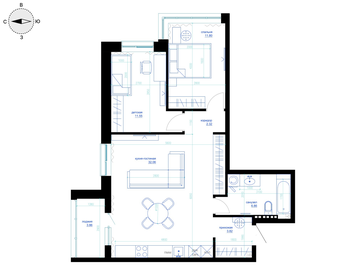 Квартира 69,6 м², 1-комнатная - изображение 4