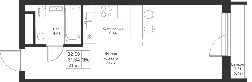 31,9 м², квартира-студия 8 554 560 ₽ - изображение 81