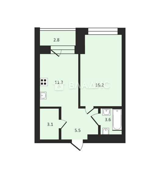 41,1 м², 1-комнатная квартира 21 390 000 ₽ - изображение 1