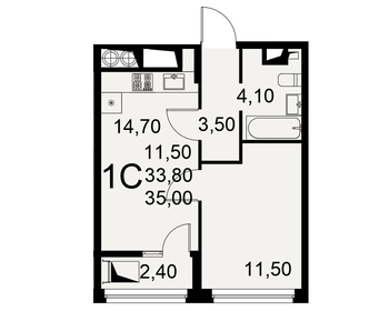 42,8 м², 1-комнатная квартира 4 108 800 ₽ - изображение 14