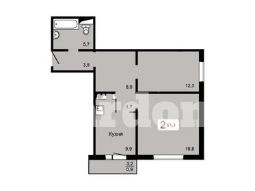 Квартира 61 м², 2-комнатная - изображение 1