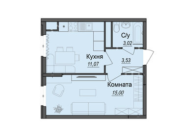 32,8 м², 1-комнатная квартира 3 774 300 ₽ - изображение 56