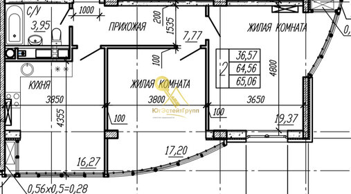 Квартира 64,6 м², 2-комнатная - изображение 1