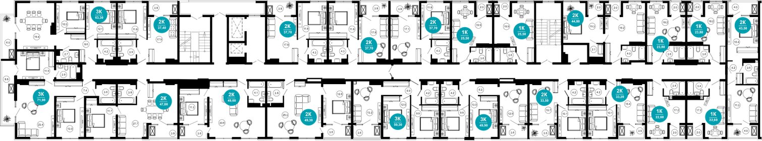 Квартира 44,8 м², 2-комнатные - изображение 2