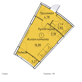 Квартира 33,5 м², студия - изображение 1