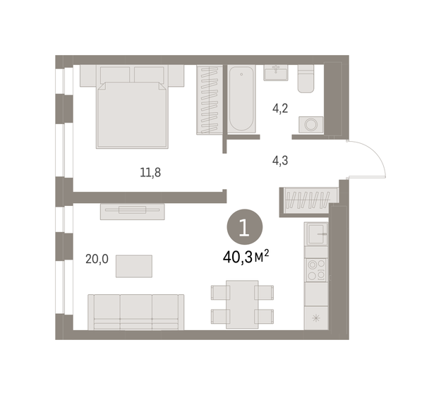 40,3 м², 1-комнатная квартира 8 360 000 ₽ - изображение 18