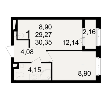 Квартира 30,4 м², 1-комнатная - изображение 1