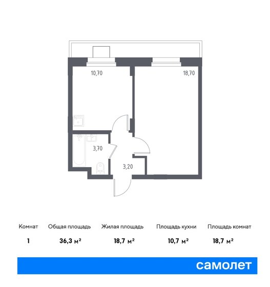 36,3 м², 1-комнатные апартаменты 6 188 189 ₽ - изображение 23