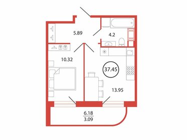 Квартира 37,5 м², 1-комнатная - изображение 1