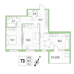 64 м², 2-комнатная квартира 14 100 000 ₽ - изображение 42
