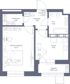 36,7 м², 1-комнатная квартира 8 854 340 ₽ - изображение 20