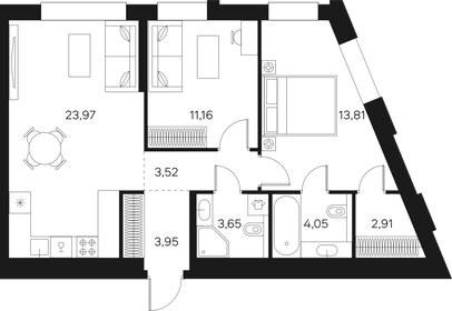 Квартира 66,5 м², 2-комнатная - изображение 1