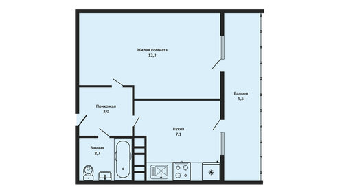 30 м², 1-комнатная квартира 3 720 000 ₽ - изображение 104