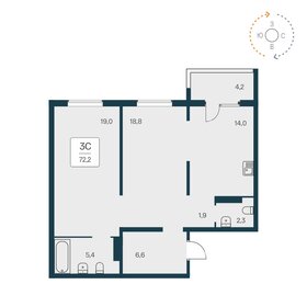 Квартира 72,2 м², 3-комнатная - изображение 1