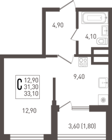 32,7 м², 1-комнатная квартира 3 400 000 ₽ - изображение 109