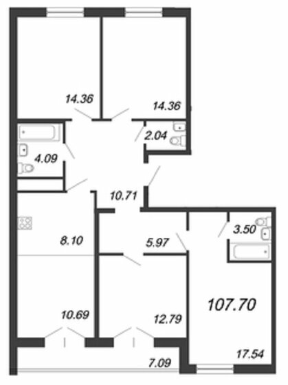 107,7 м², 4-комнатная квартира 26 914 000 ₽ - изображение 1