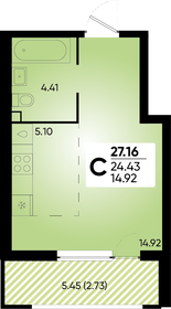 Квартира 27,2 м², студия - изображение 1