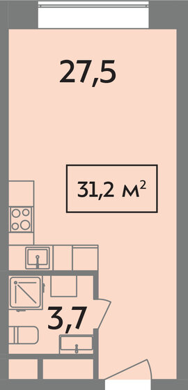 31,3 м², квартира-студия 10 845 450 ₽ - изображение 34
