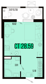 Квартира 28,6 м², 1-комнатная - изображение 1