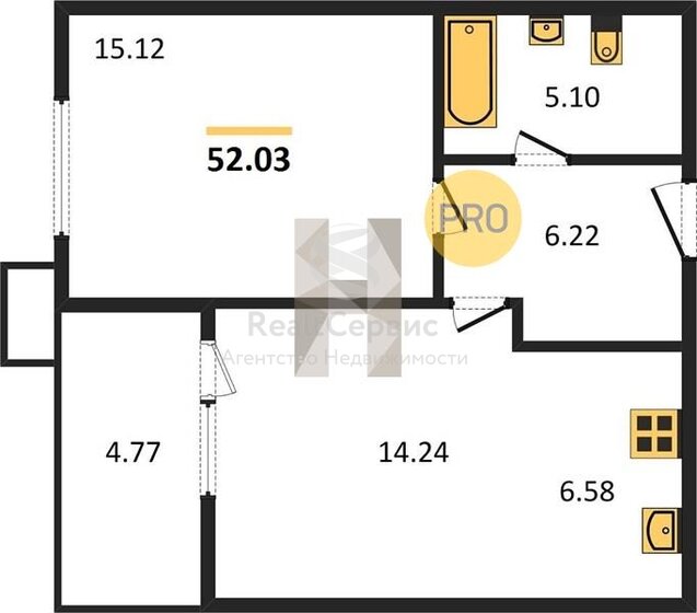 52 м², 1-комнатная квартира 7 183 680 ₽ - изображение 37