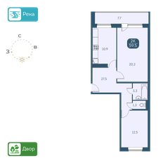 Квартира 59,5 м², 2-комнатная - изображение 4